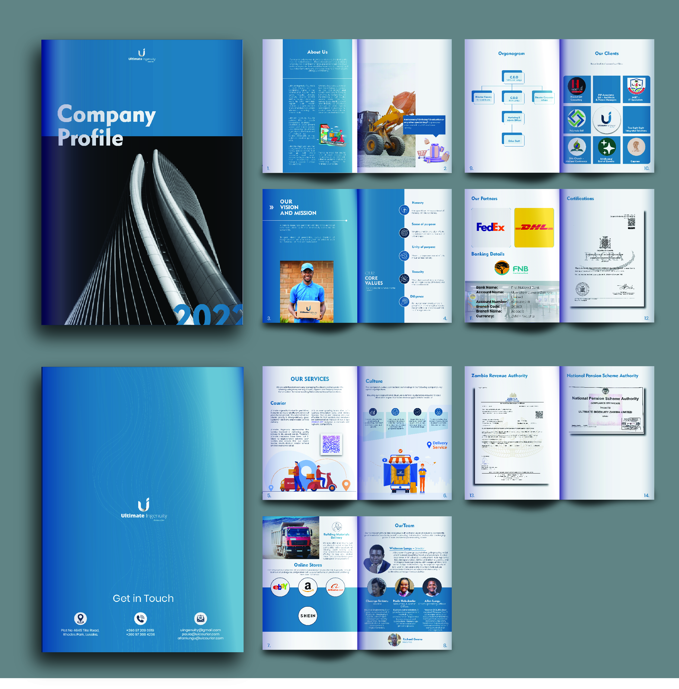 Interactive profile UI displayed on tablet